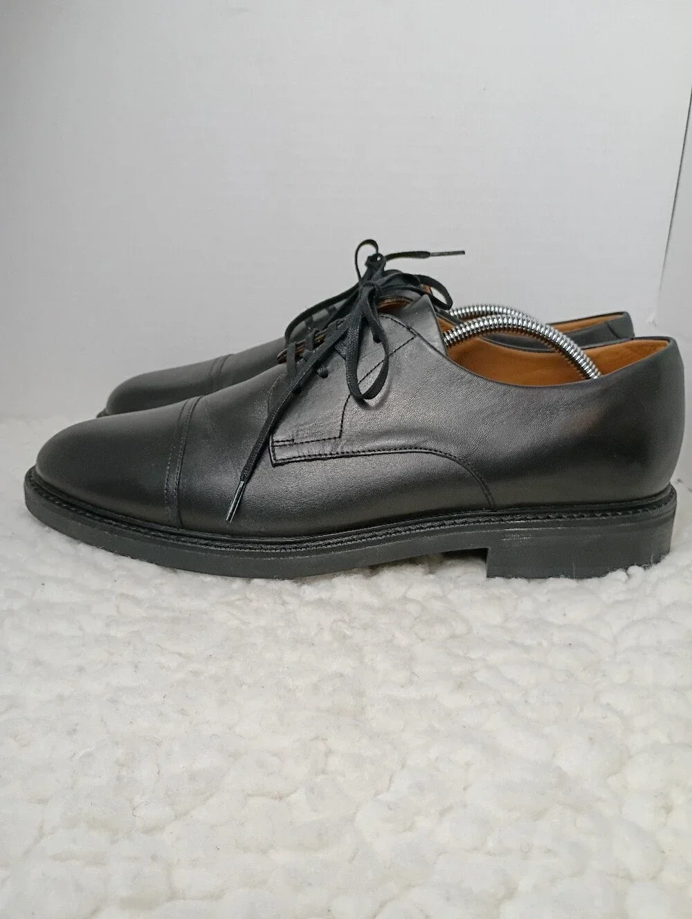 Polo Ralph Lauren Asher Cap Toe Black Leather Derby Shoes Men Size 12